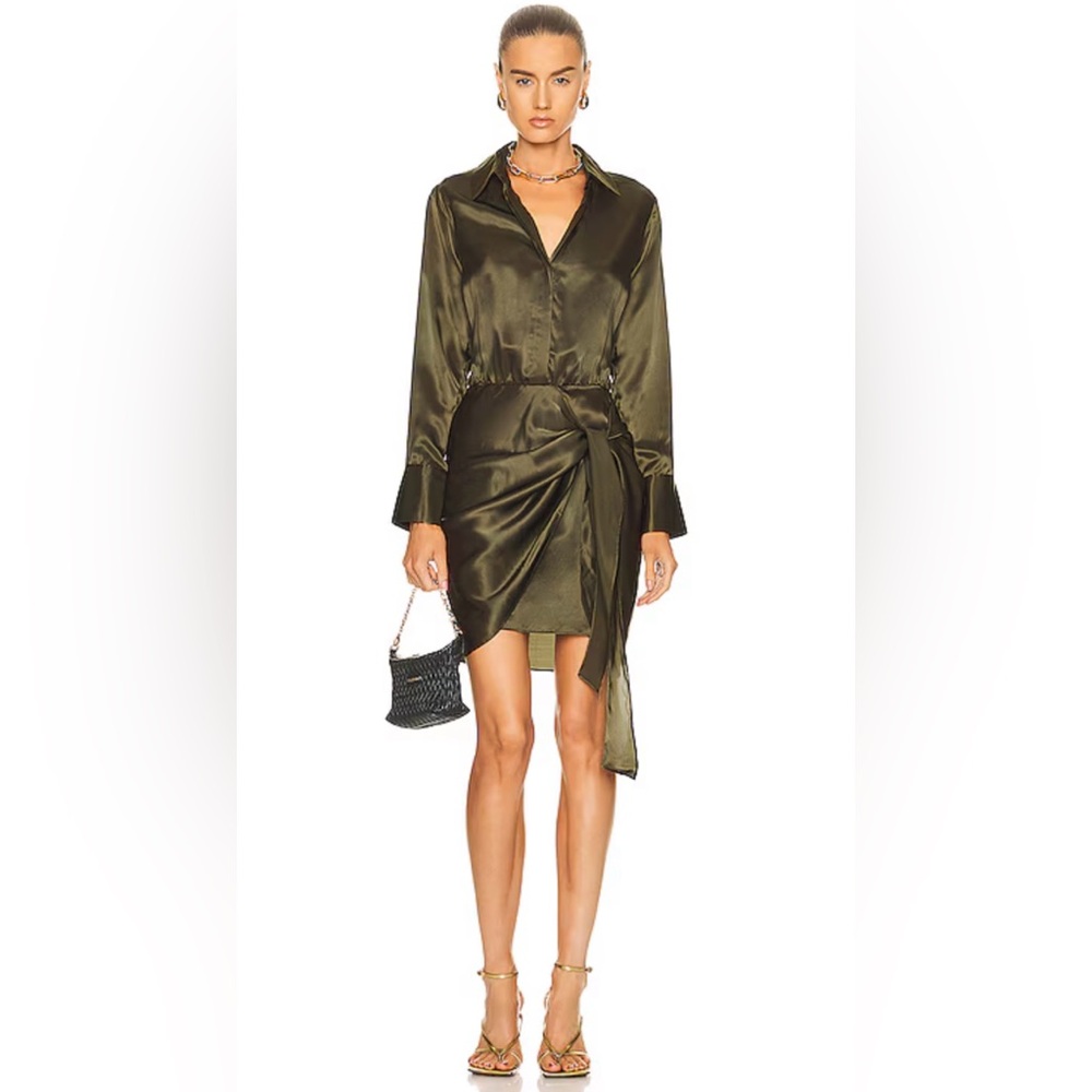 L' Agence Atlas Wrap Front Silk Mini Dress.
